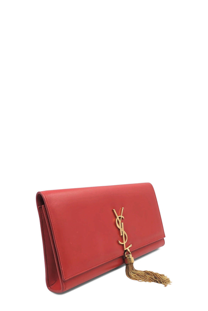 Saint Laurent Classic Monogram Kate Clutch Red with Tassel - Style Theory Shop