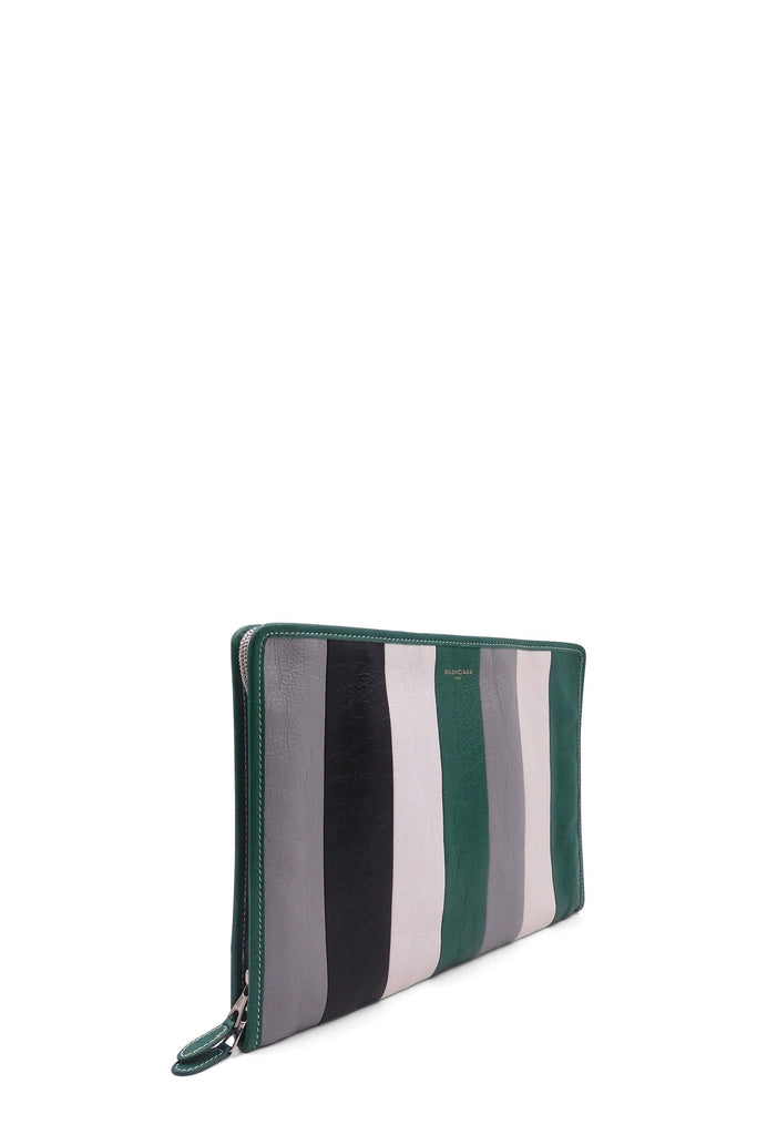 Shop preloved and authentic Bazar Striped Pouch Multicolor Green Bags by Balenciaga from Second Edit in {{ shop.address.country }}