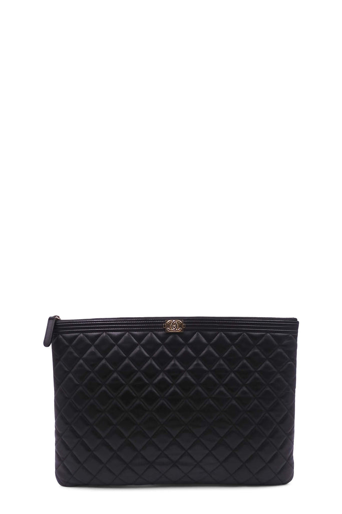 Chanel Quilted Boy Large O Case Black - Style Theory Shop