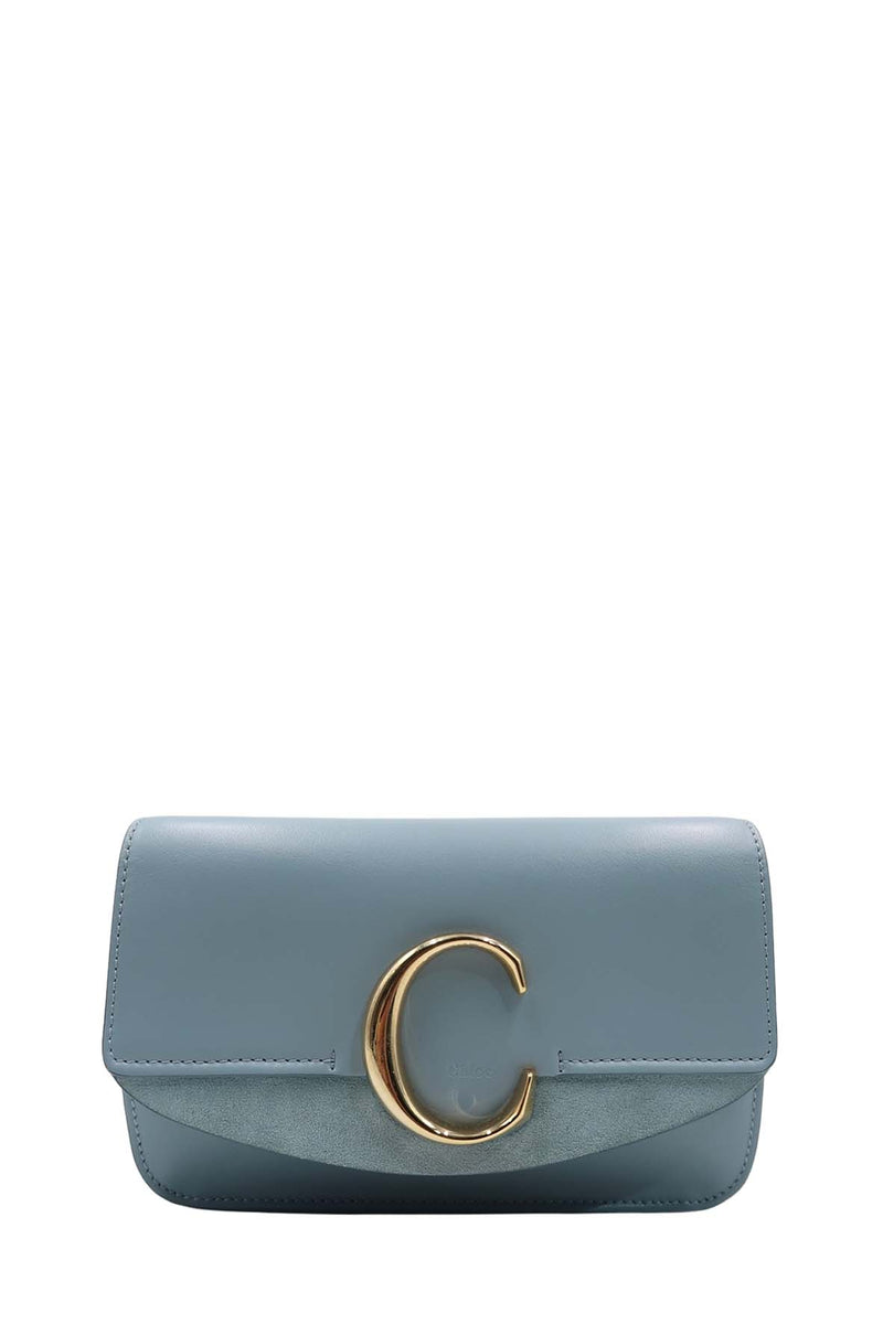 Chloe C Clutch with Chain- Cloudy Blue