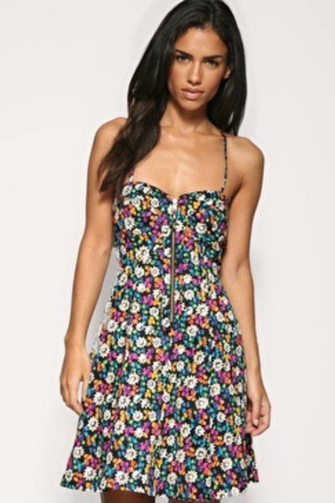 French Connection Zip Front Floral Mini Dress - Style Theory Shop