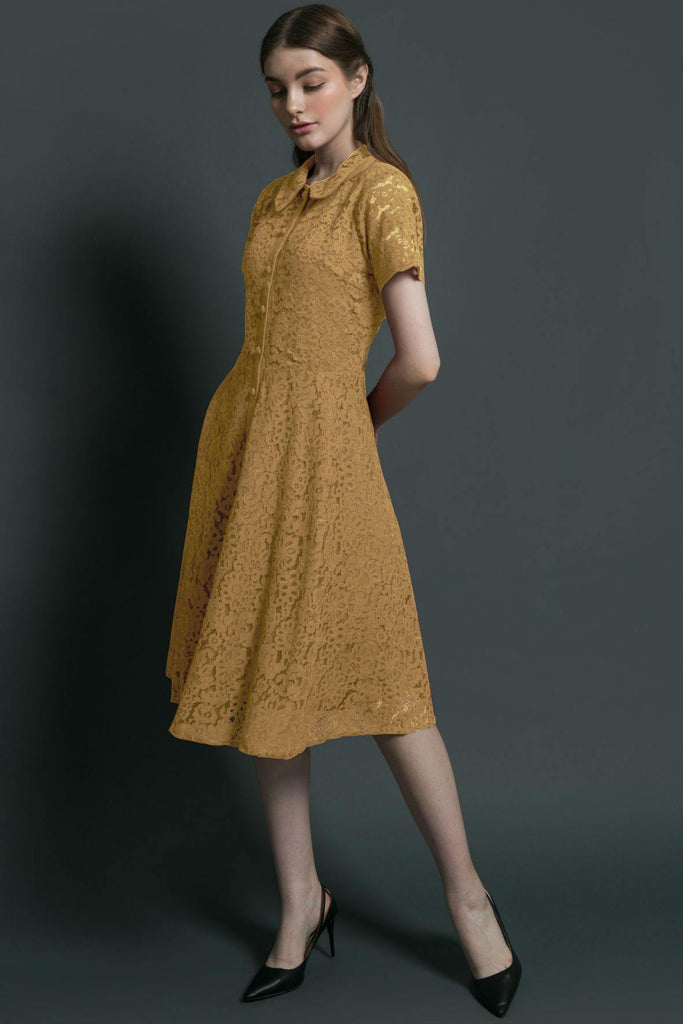Shop preloved and authentic A-Line Lace Shirt Yellow Dress Clothing by Ivy & Harlow from Second Edit