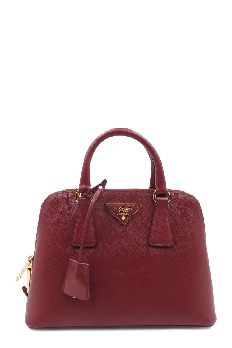 Prada Large Saffiano Lux Promenade Tote Bag - Burgundy Totes