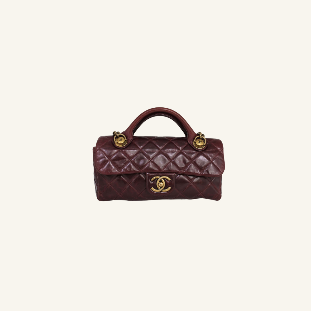 Chanel Quilted Glazed Leather Medium Castle Rock Top Handle Bag - Black  Shoulder Bags, Handbags - CHA925713