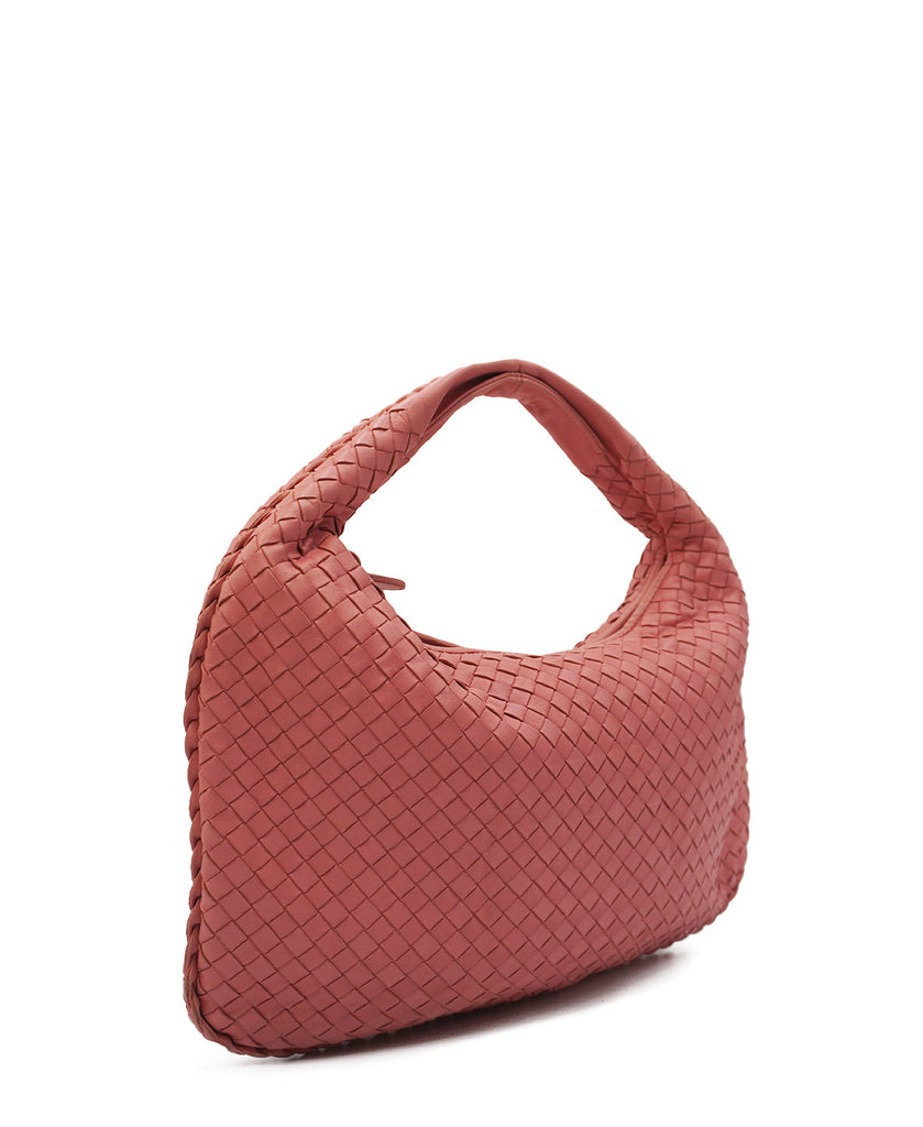 Bottega Veneta Pink Intrecciato Woven Nappa Ayers Leather Olimpia Bag