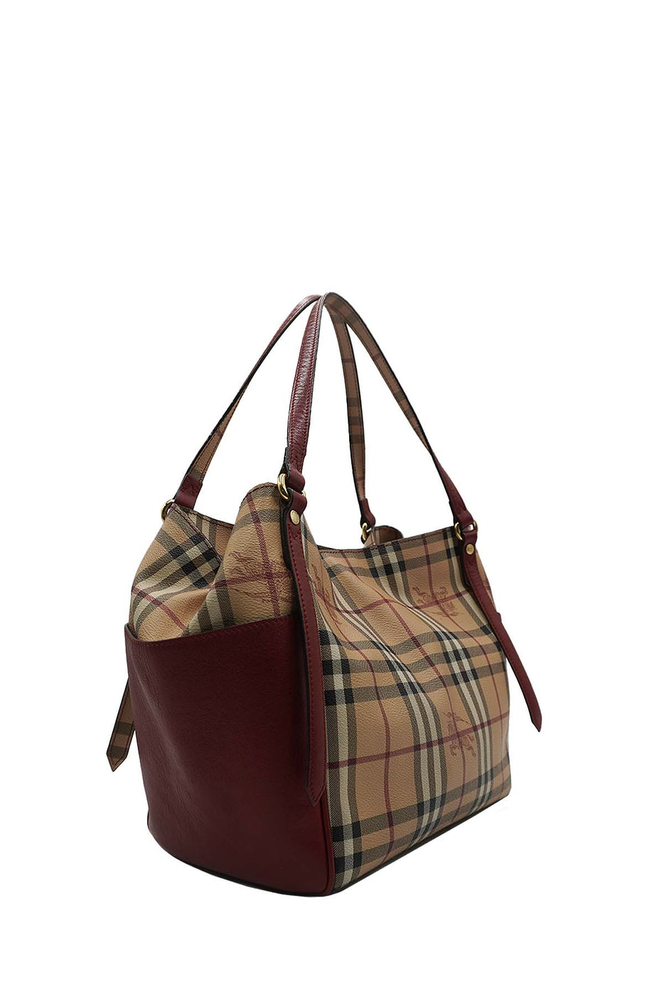 Small Haymarket Check Canterbury Tote Brown Wine Second Edit