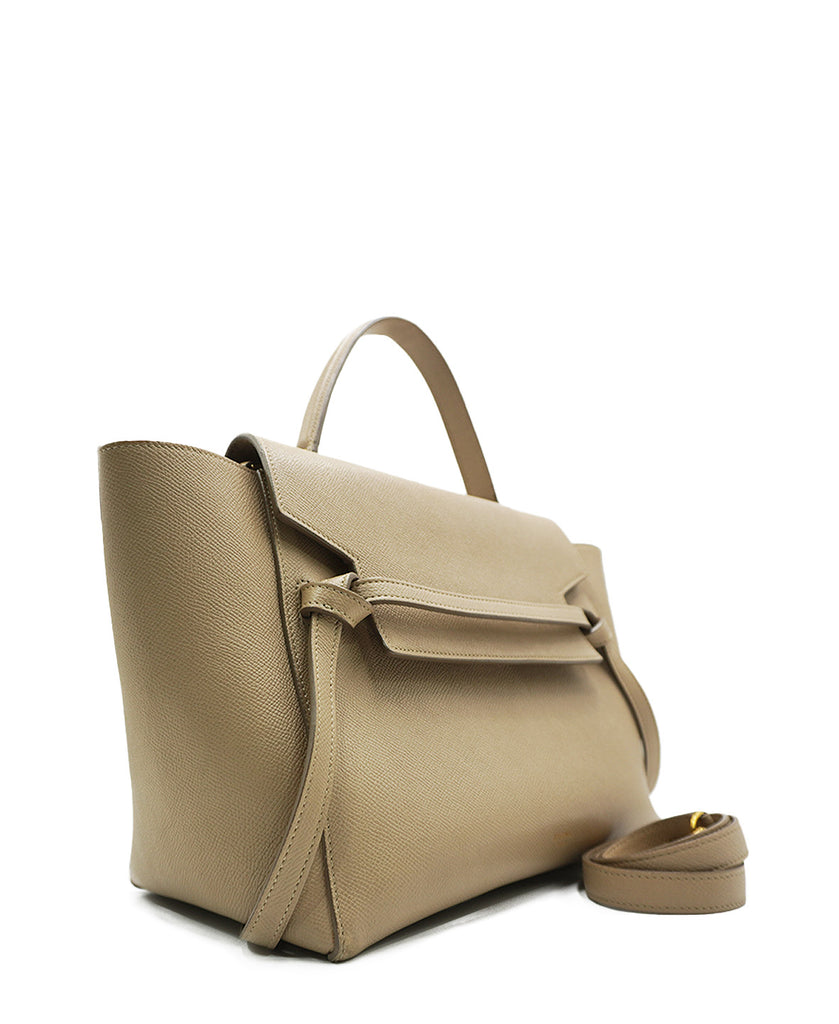 Celine Belt Bag, Beige Grained Leather