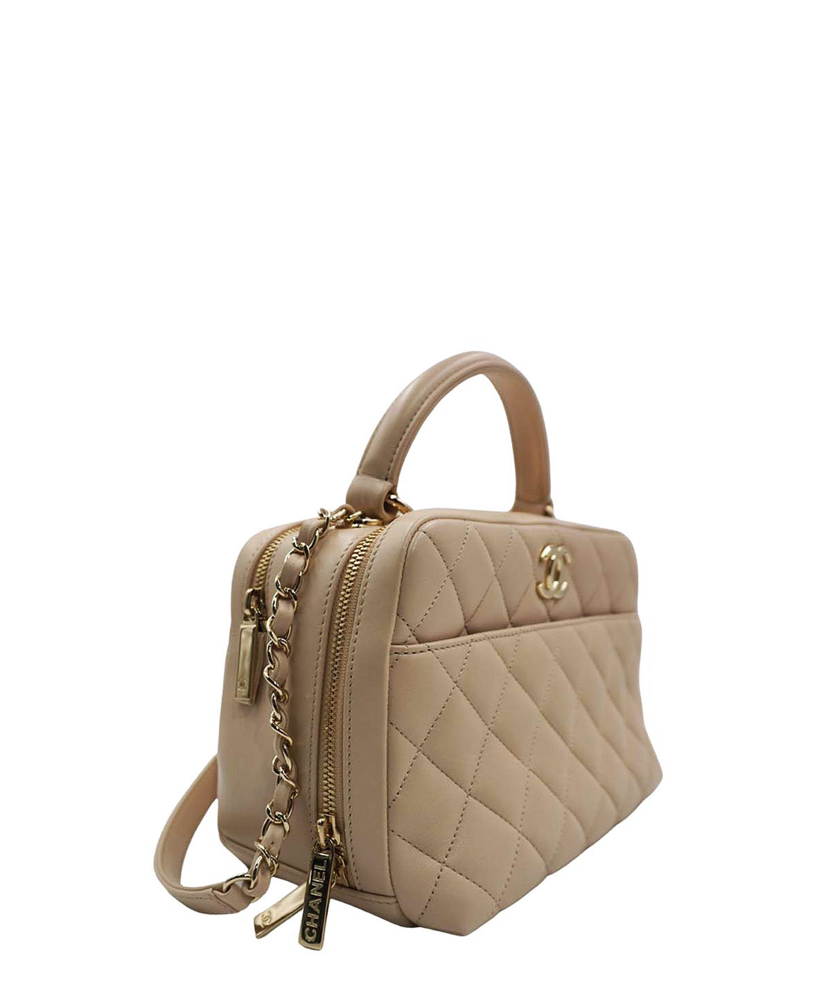 Medium Quilted Trendy CC Bowling Bag Beige – Second Edit