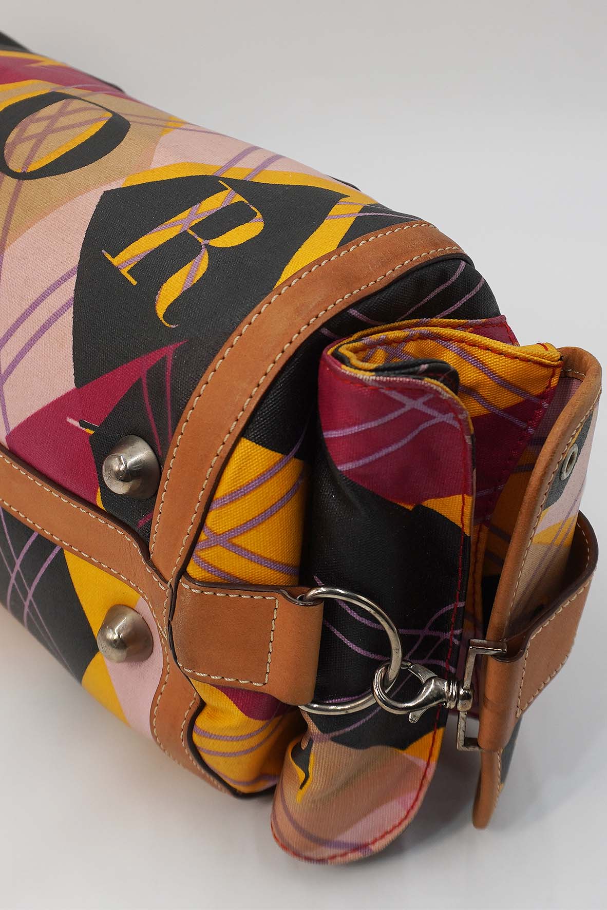 Christian Dior Multicolored Leather Argyle Golf Satchel Bag