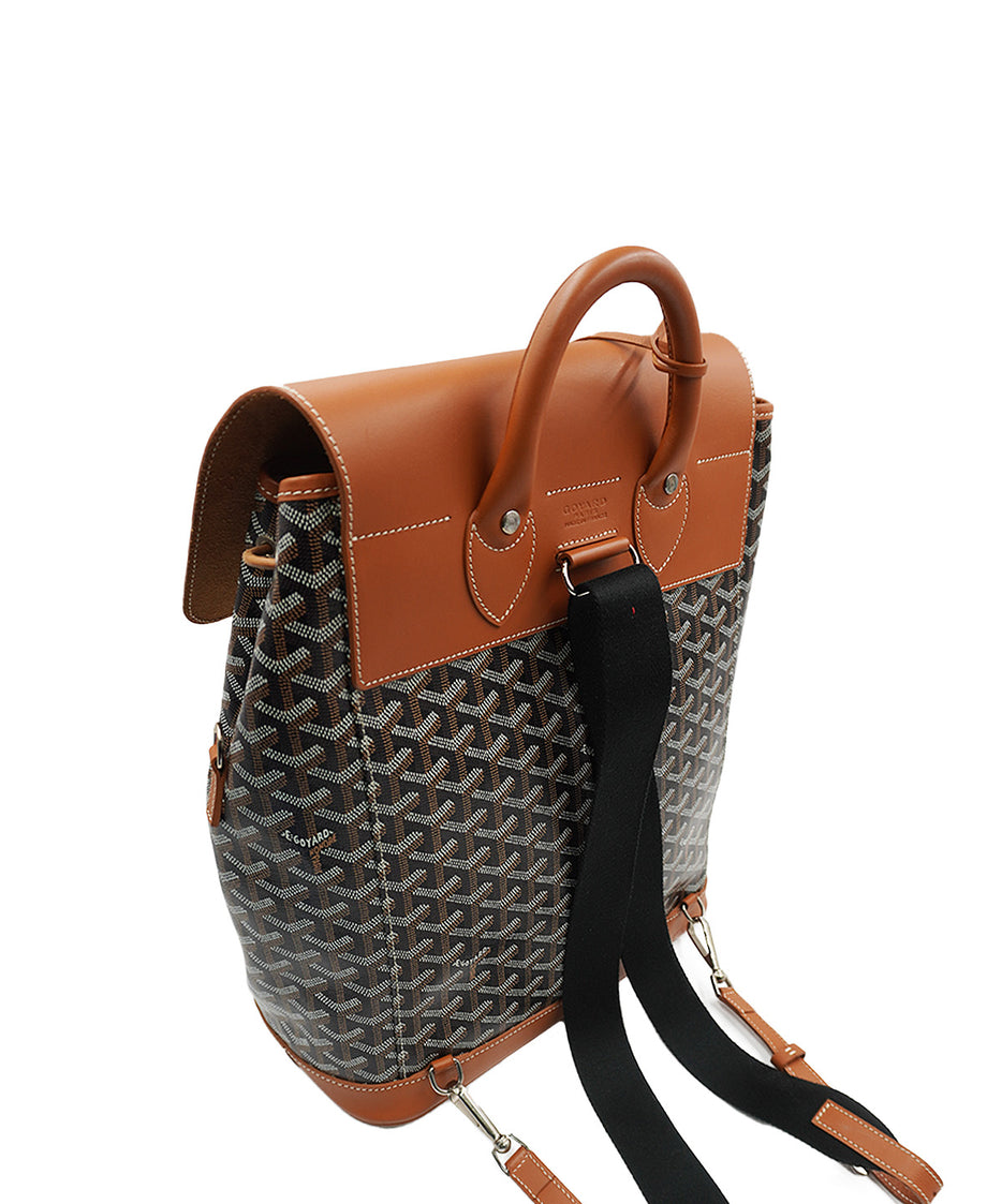 GOYARD Alpin MM Goyardine Canvas Leather Backpack Bag Tan