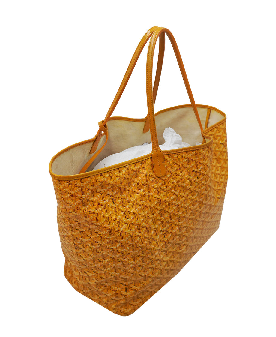 Goyard Goyardine Saint Louis GM Yellow Chevron Tote Bag