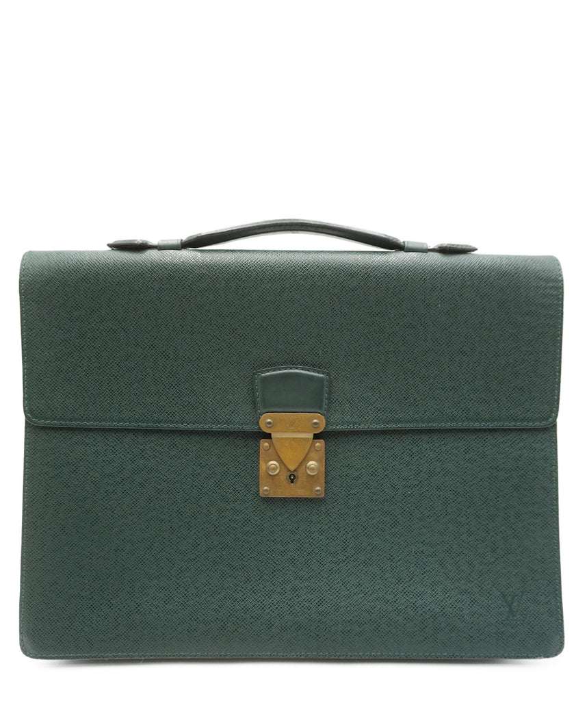 Taiga Leather Minuto Briefcase Green