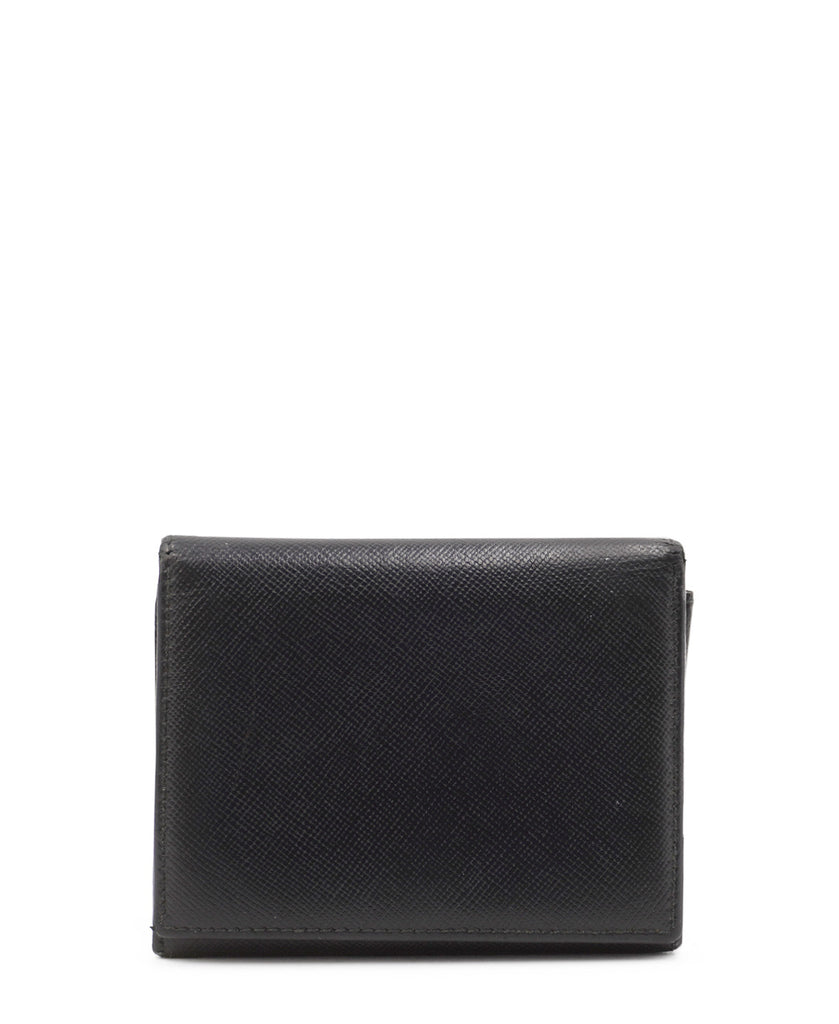 Saffiano Lux Leather Compact Wallet Black