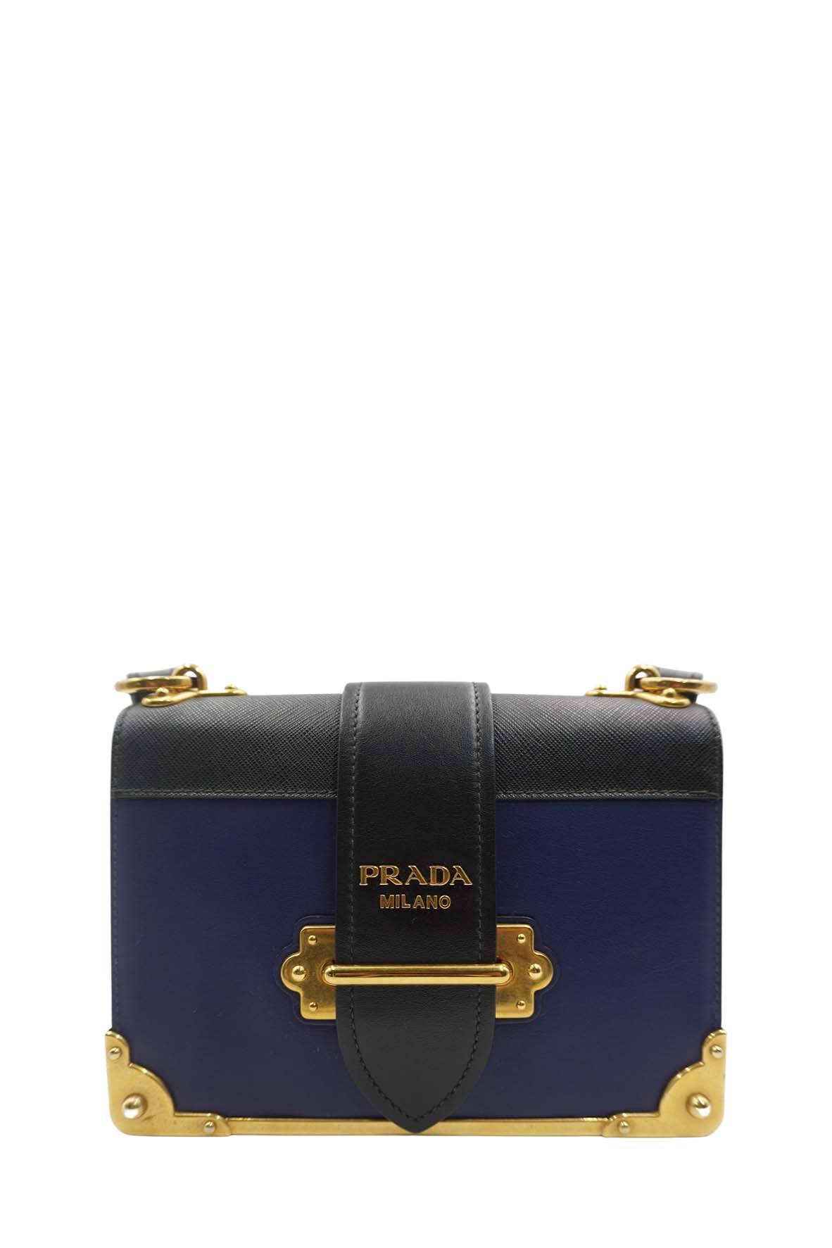 Prada City Calf Saffiano Cahier Bag Geranio Black Shoulder Bag With Studs -  A World Of Goods For You, LLC