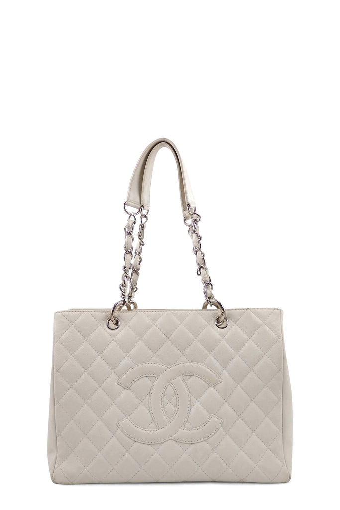Chanel Grand Shopping Tote White with Silver Hardware - Style Theory Shop