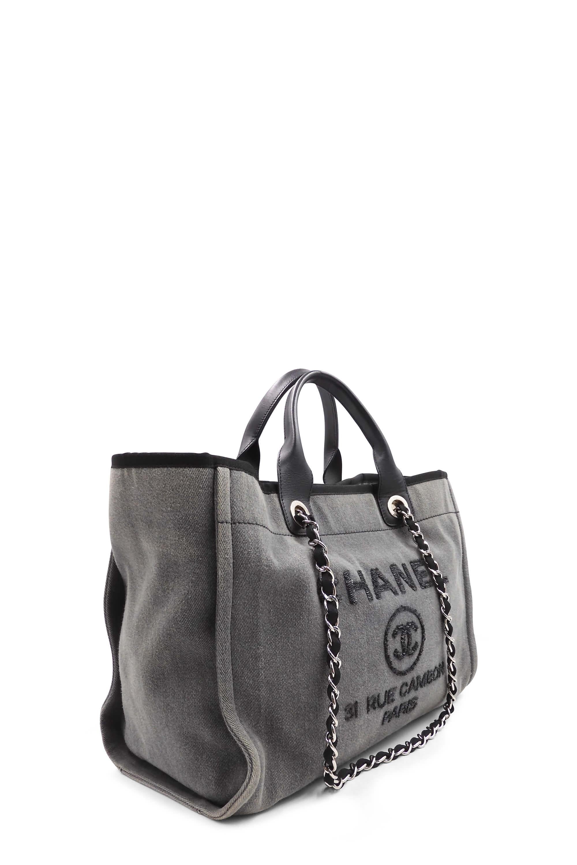 Chanel 20C grey Deauville tote, Luxury, Bags & Wallets on Carousell