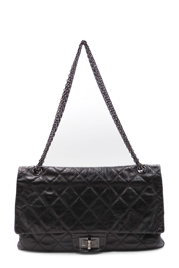 Chanel Black Aged Calfskin Quilted Double Flap 2.55 Reissue 227 Bag at the  best price