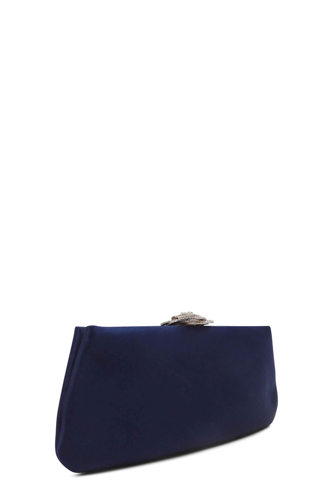 Chanel Satin Camellia Clutch Blue - Style Theory Shop
