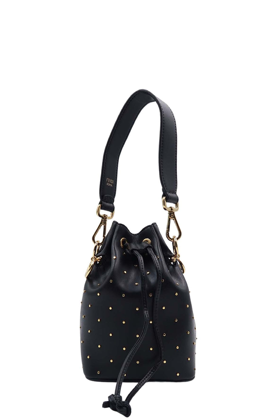 Fendi - Mon Tresor Black Leather Studded Mini Bucket Bag