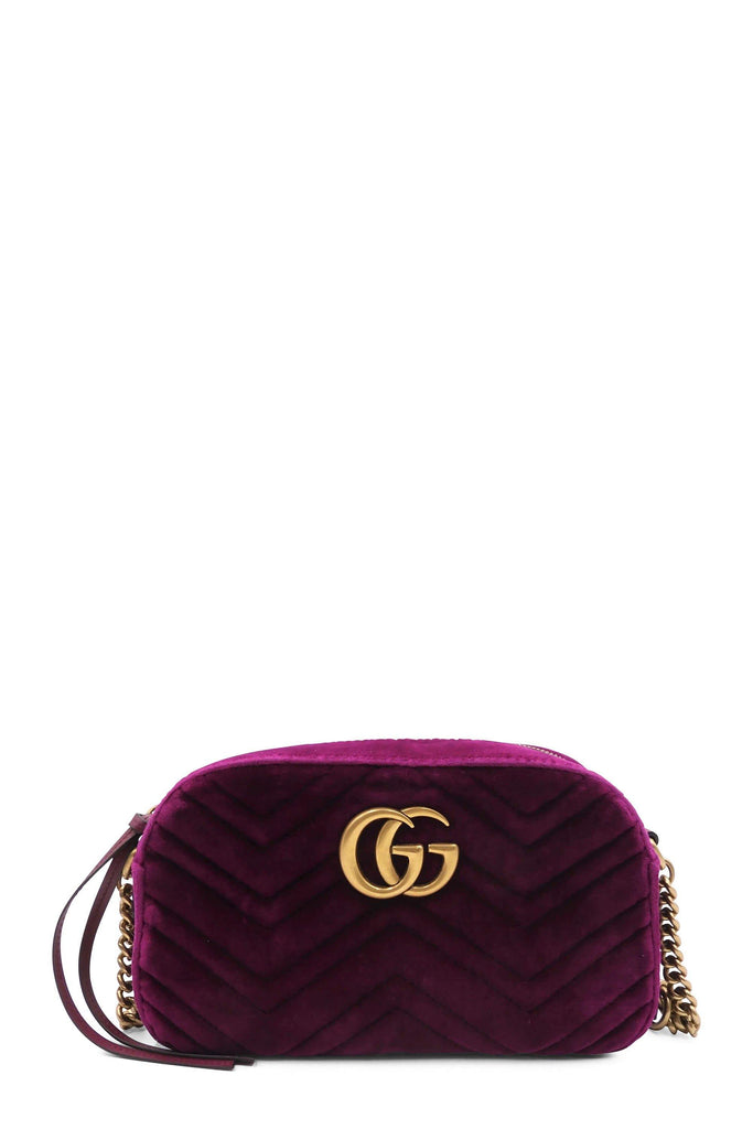 Gucci Small GG Marmont Matelasse Velvet Shoulder Bag Violet - Style Theory Shop