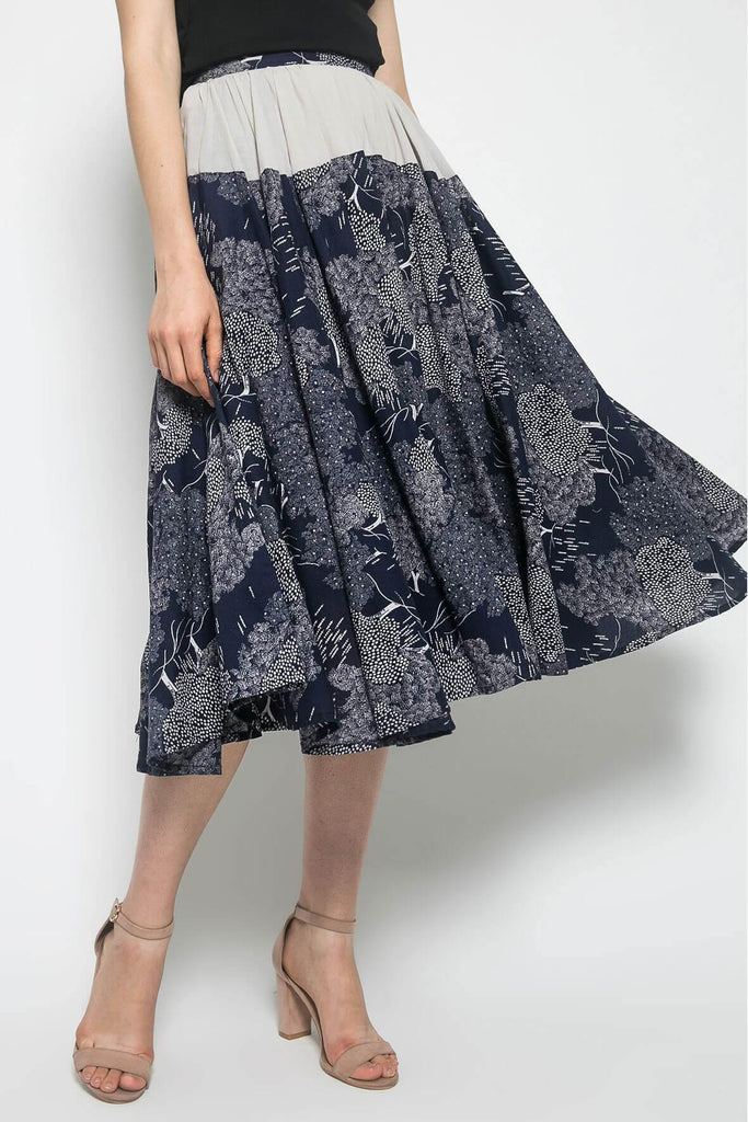 Floral Splicing Skirt Blue - Second Edit