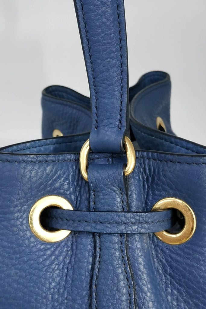 Miu Miu Vitello Daino Bucket Bag Blue - Style Theory Shop