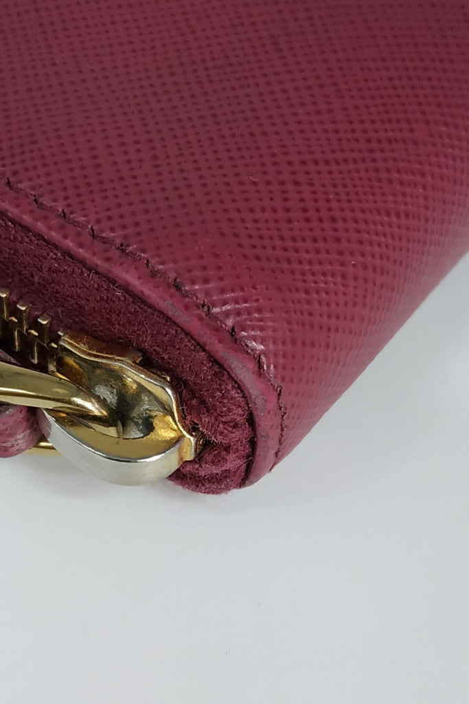 Saffiano Metal Zip Around Continental Wallet Pink - Second Edit