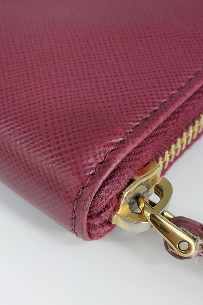 Saffiano Metal Zip Around Continental Wallet Pink - Second Edit