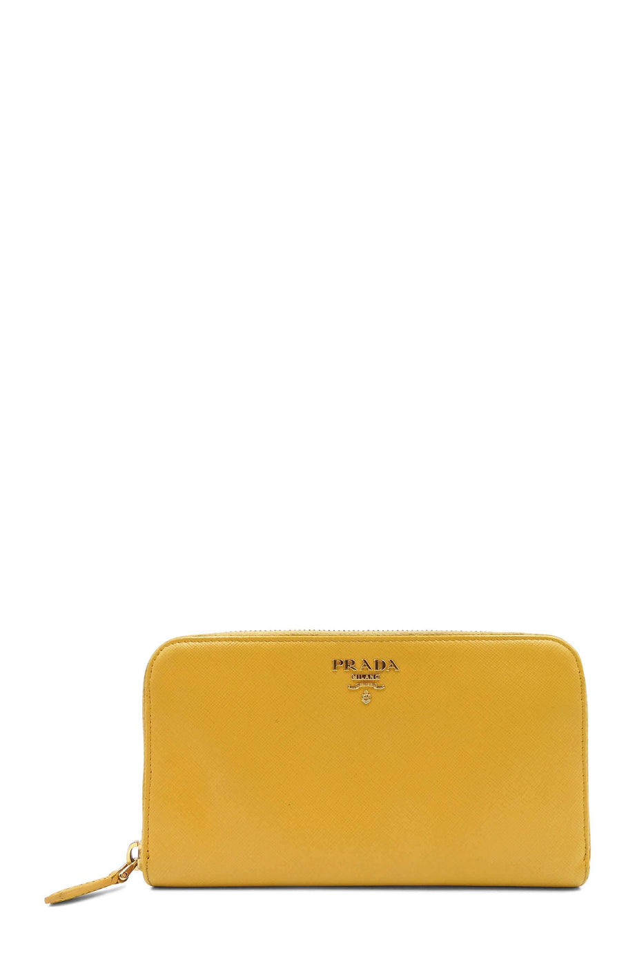 Buy Authentic Preloved Prada Saffiano Metal Zip Around Continental Wallet Yellow Bags from Second Edit by Style Theory