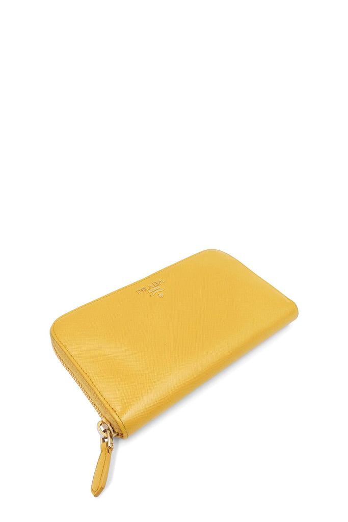 Saffiano Metal Zip Around Continental Wallet Yellow - Second Edit