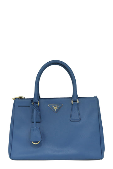 PRADA Parabole Saffiano Lux Leather Shopping Tote Blue