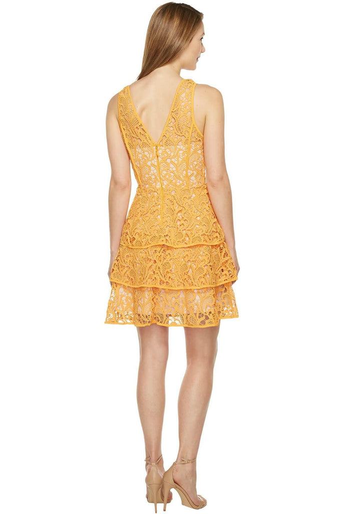 Adelyn Rae Maddie Woven Lace Fit and Flare Yellow - Style Theory Shop
