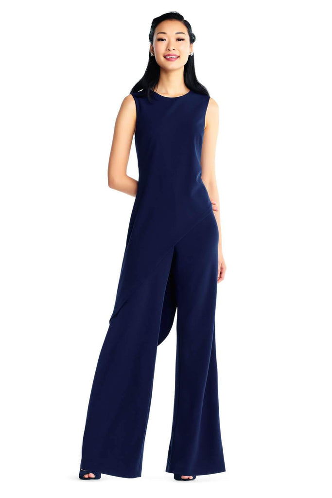 Adrianna Papell Knit Crepe Asymmetric Jumpsuit - Style Theory Shop
