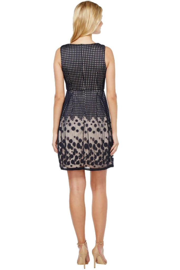 Adrianna Papell Pleated Plaid Dot Fit and Flare - Style Theory Shop