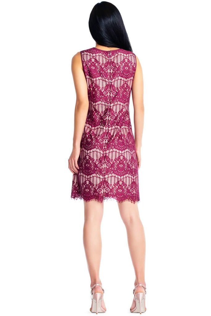 Adrianna Papell Scalloped Lace Shift Purple - Style Theory Shop