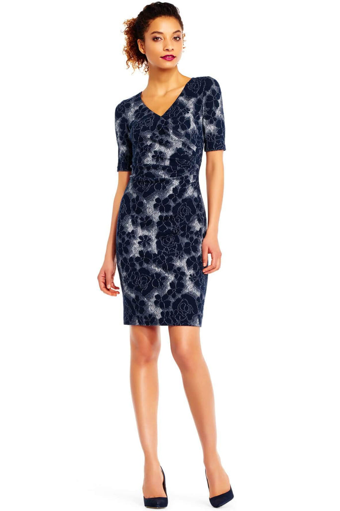 Adrianna Papell Side Rouch Wrap Dress - Style Theory Shop
