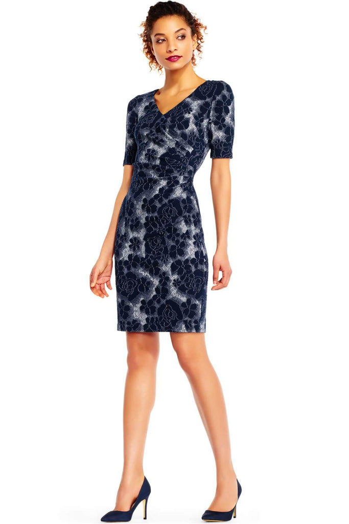 Adrianna Papell Side Rouch Wrap Dress - Style Theory Shop