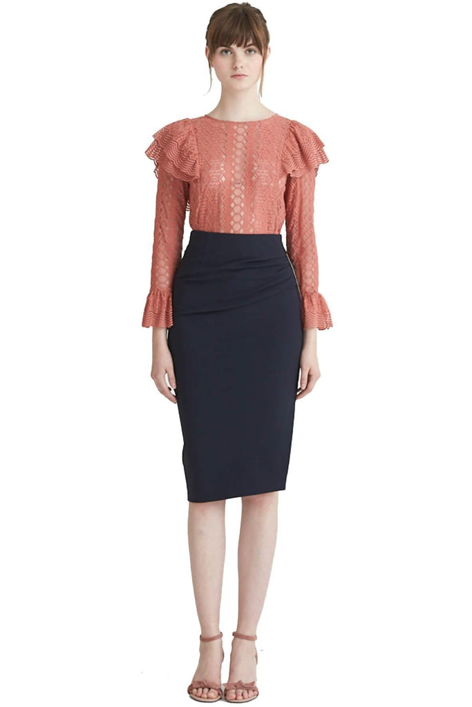 Aijek Rylee Ruched Pencil Skirt - Style Theory Shop