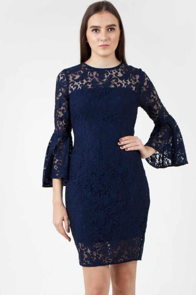 Aijek Stacey Bell Sleeve Lace Dress - Style Theory Shop