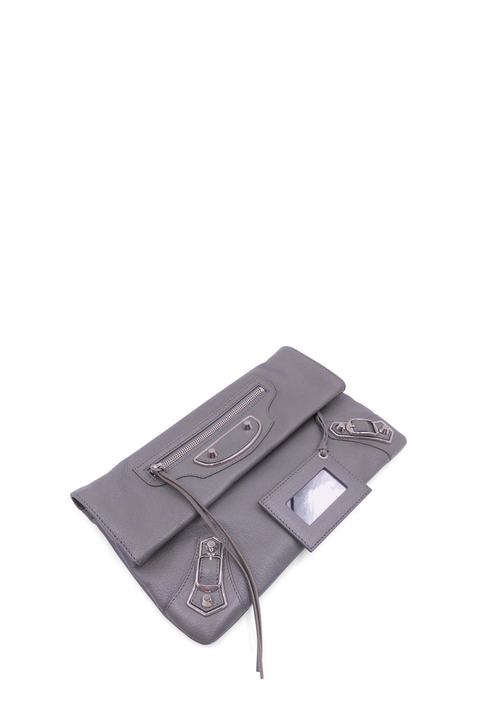 Metallic Edge Envelope Clutch with Strap Grey - Second Edit
