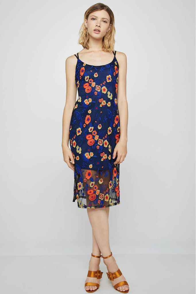 Floral-Embroidered Midi Dress - Second Edit