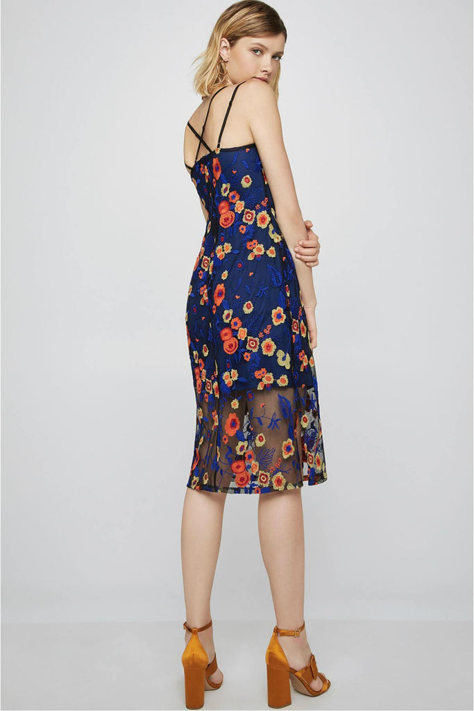 Floral-Embroidered Midi Dress - Second Edit