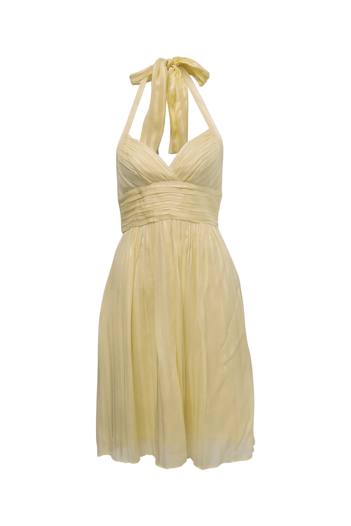 BCBGMaxazria Flowy Vertical Stripes Dress in Yellow - Style Theory Shop