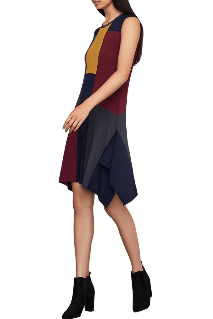 BCBGMaxazria Port Combo Asymmetrical Colorblock Sweaterdress - Style Theory Shop