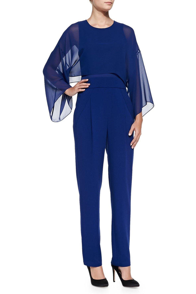 BCBGMaxazria Zoee Sheer-Overlay Crepe Jumpsuit - Style Theory Shop