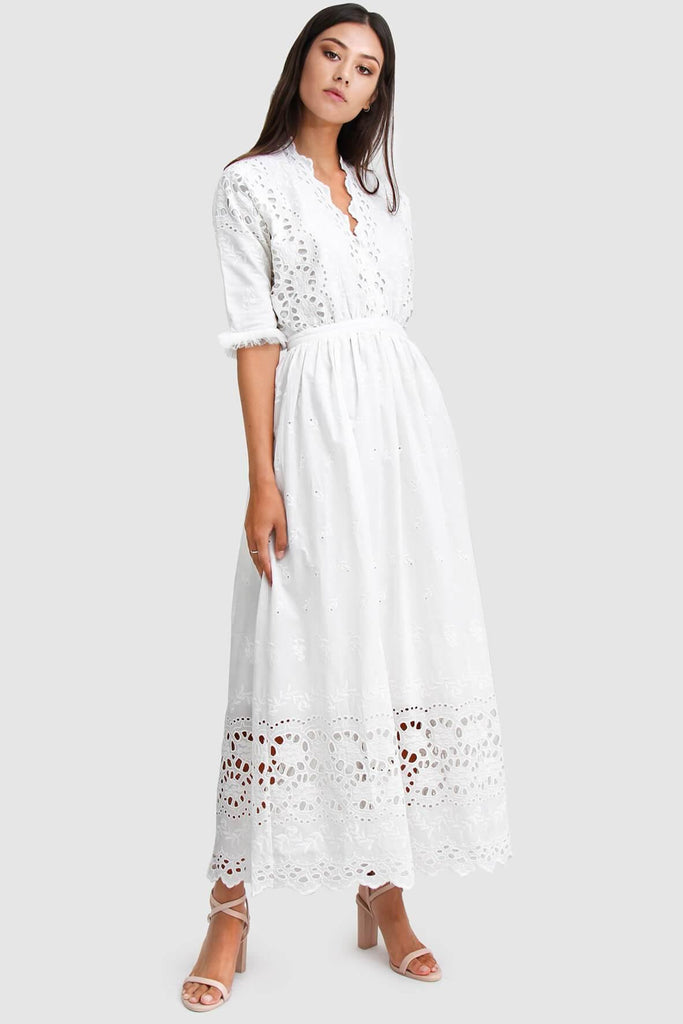 Shop preloved and authentic All Eyes On You Midi Dress in White Clothing by Belle & Bloom from Second Edit