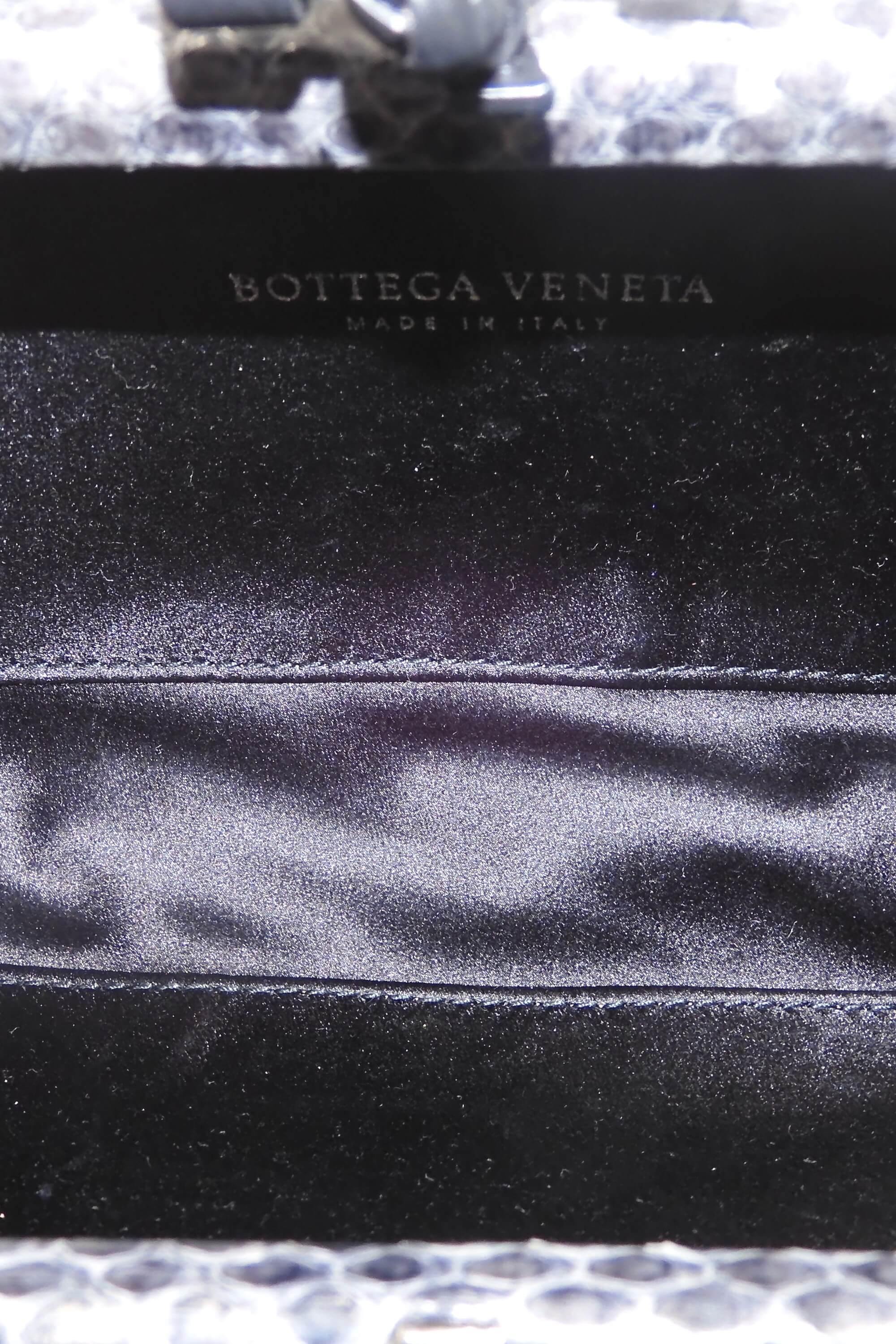 Bottega Veneta Ardoise Stretch Knot Satin Clutch with Ayers Skin Trim at  1stDibs