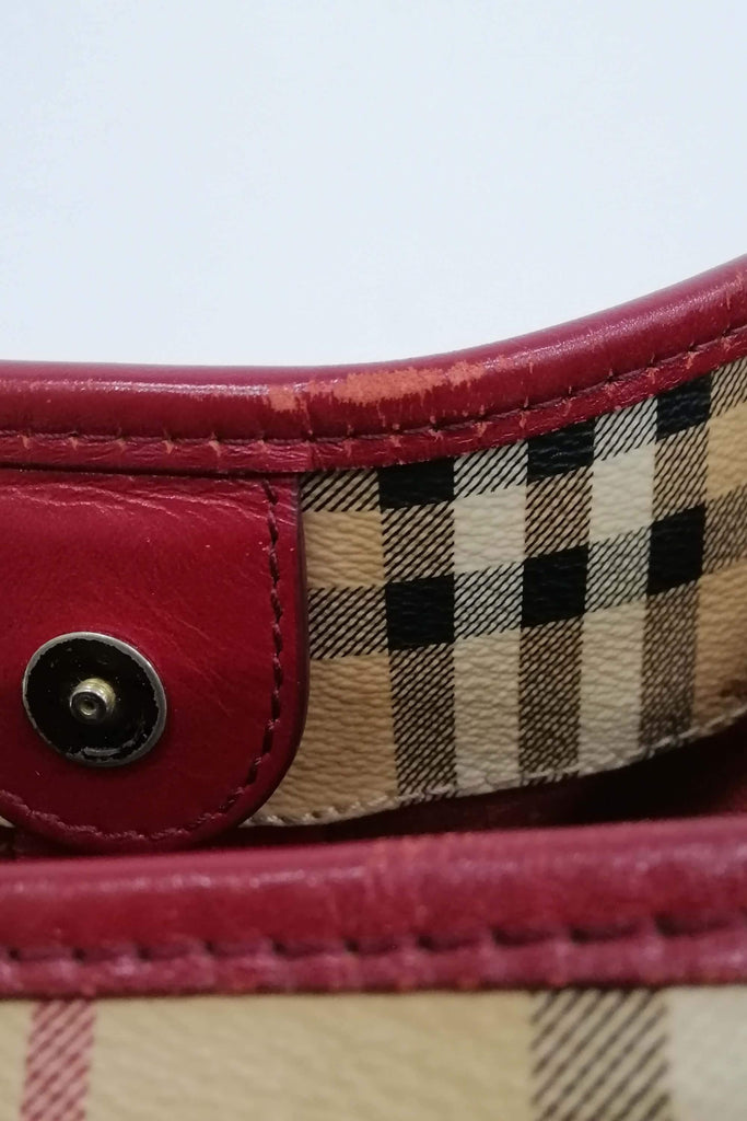 Small Haymarket Check Canterbury Tote Beige Red - Second Edit