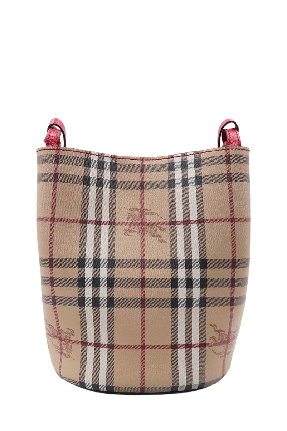 Small Haymarket Check Lorne Bucket Bag Beige Poppy Red Second Edit