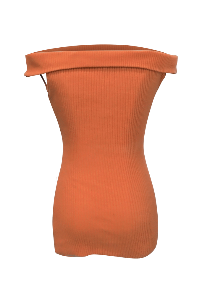 Cacharel Orange Knit Bardot Top - Style Theory Shop
